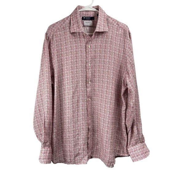 Daniel Cremieux Collection Size Large 100% Linen Canclini Dress Shirt Pink - Picture 2 of 8